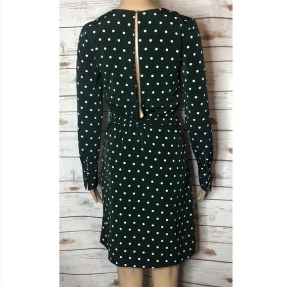 H&M hunter green polka dot long sleeve dress sz 14 - Picture 2 of 9
